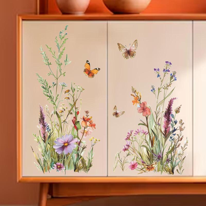 2xフローラルスプリングウォールステッカーウォールデカールDIY防水フラワーデカール