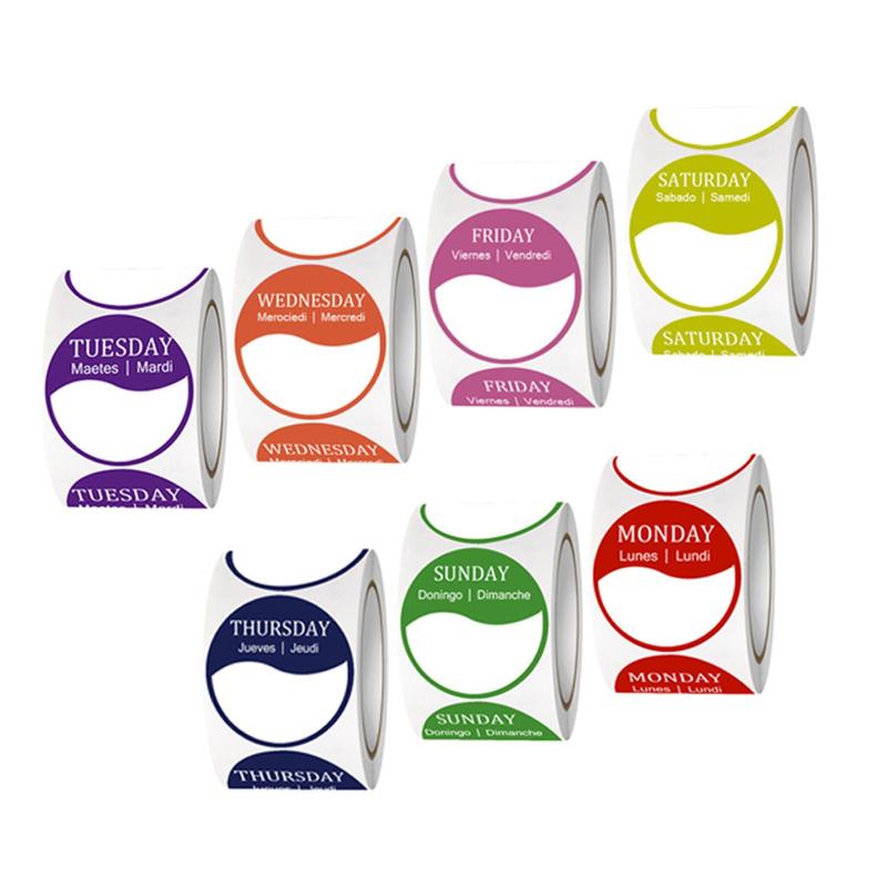 平日用ラベル.ラベルディスペンサー.7ロール.毎週.月曜日から