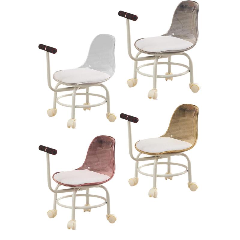 背もたれ付きモバイルローローリングスツール 回転椅子 知育玩具 子供用スツール 360°回転 静音ホイー..