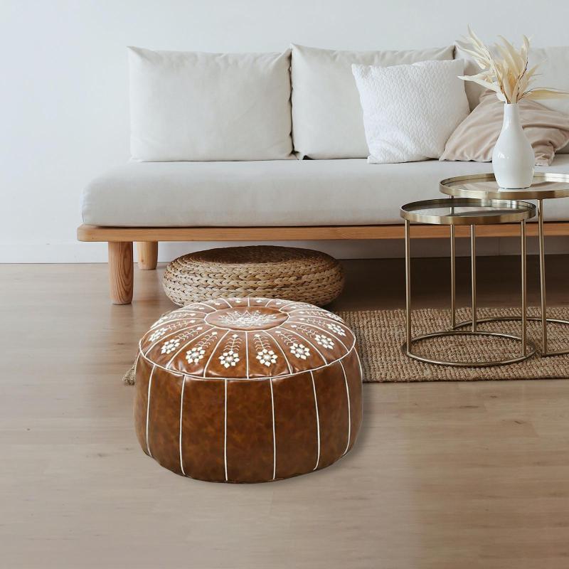 家の装飾のための人工皮革のぬいぐるみクッション刺繍工芸品 , ダークブラウン