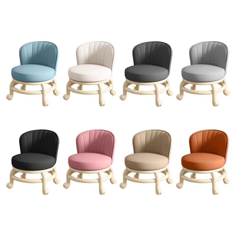 低ローリングスツール シートクッション背もたれ付き 低高ローリングスツール 360度回転ローリングスツ..