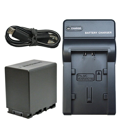 充電器セット ビクター(JVC) BN-VG129 / BN-VG138 互換バッテリー ＋ 充電器（USB）(VG107 / VG108 / VG109 / VG114 / VG119 / VG121 / VG129 / VG138)【定形外郵便発送】 バッテリー ビデオカメラ ハンディカム カメラバッテリー 交換電池 電池