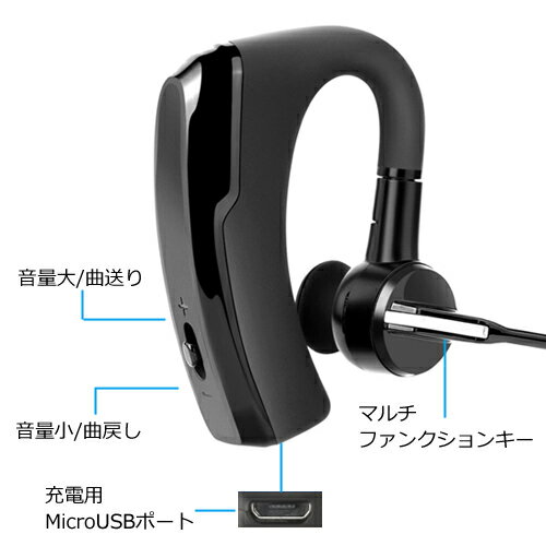 Bluetooth ワイヤレスヘッドセット model：K6 ノイズキャンセリング機能搭載 iPhone/Android などのスマートフォン対応 【メール便送料無料】 | マイク ワイヤレスイヤホン イヤホン ブルートゥース 片耳 長時間通話 ワイヤレス 長時間 ノイズキャンセリング イヤフォン