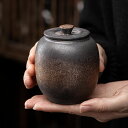 【送料無料】単品 人気 日本式 金鉄釉 茶葉缶 手作り粗陶