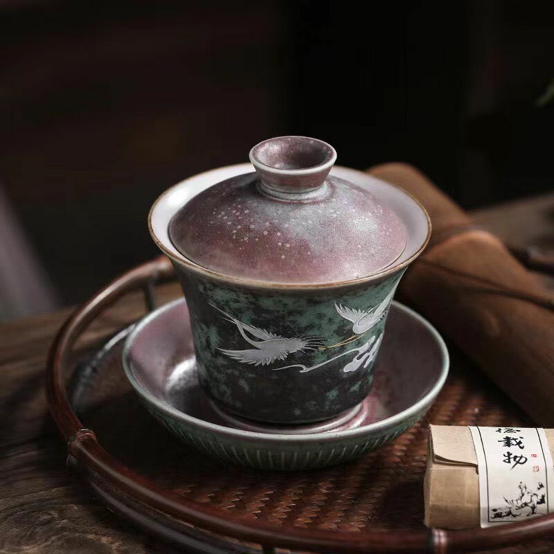 【送料無料】単品 人気 一ヶ湯呑 三才蓋碗の中国式 茶器 ふた付きカップ 茶器