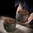 【送料無料】単品 人気 手作り粗陶窯変 日本式 金鉄釉 茶葉缶 お茶入れ器 高級茶壶 中国式