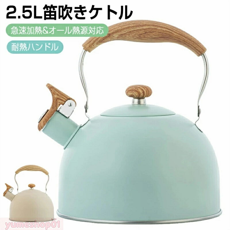 SALE！【一年保証】【2026新登場】ケトル ステンレス 笛吹きケトル 2.5L やかん 笛吹ケトル ケットル ステンレス ケトル キッチン雑貨 湯沸かし ガス火対応 IH対応 ガス火対応 大容量 ケトル キッチン用品 広口 ステンレスケトル 薬缶 かわいい おしゃれ
