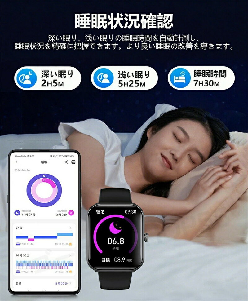 ���ޡ��ȥ����å� ��ǥ����� �ӻ��� ��� 24���ַ򹯴��� 1.90���������� IP67�ɿ� SOS��ǽ ��ư�⡼�� ����� ���񥫥��꡼ ����� Lin...