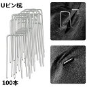 【送料無料】ガーデニング ガーデン 農業 10cm 農業用ネット おさえ杭 抑え杭 U字型ピン おさえピン 人工芝 固定用 防草シート 100本 u字ピン Uピ...