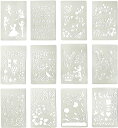 【送料無料】12枚セット 描画テンプレート ステンシルシート 子供 製図用テンプレート 手帳用 テンプレート 描画ツール 絵描き道具 塗り絵