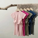 【送料無料】セットアップ キッズ 半袖 ベビー服 女の子 tシャツ ロングパンツ 子供服 ジャージ 上下セット トップス ボトムス 長ズボン ジュニア ガウチョ...