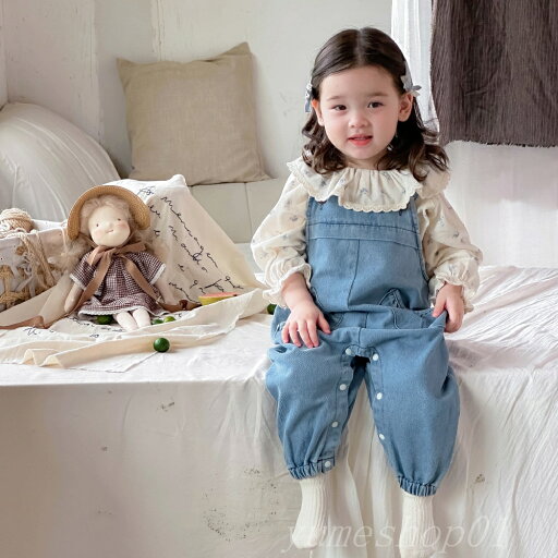 ベビー服2024秋の新鮮なラペルシャツデニムオーバーオーズ2ピースの女の赤ちゃん長袖セット ベビー服2024秋の新鮮なラペルシャツデニムオーバーオーズ2ピースの女の赤ちゃん長袖セット
