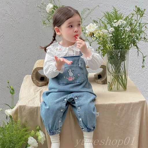 ベビー服セット0-3歳の女の子のデニムオーバーオーズ長袖トップベース春と秋のクラスaジャケット2ピースセット ベビー服セット0-3歳の女の子のデニムオーバーオーズ長袖トップベース春と秋のクラスaジャケット2ピースセット