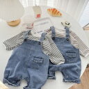 ベビー サロペット パンツ Tシャツ 2点セット デニム セットアップ ベビー服 キッズ ユニックス オーバーオール デニムパンツ 子供服 男の子 女の子 秋 ...