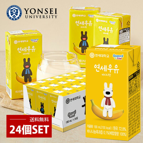 バナナミルク 1BOX=190ml 24個 韓国ドリンク リサとガスパール 韓国 バナナ牛乳 バナナウユ 子供飲料 韓国食材 バナナ 乳製品 消費期限2024年11月9日