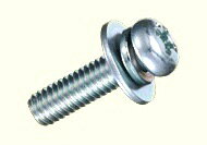 ノーブランド〓セットなべ小ねじ（スプリングワッシャー+大径平ワッシャー付）　100個入り 〓サイズM4×15