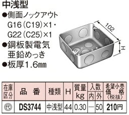 Panasonic(パナソニック)〓アウトレットボックス浅型　〓サイズ102×102×H44