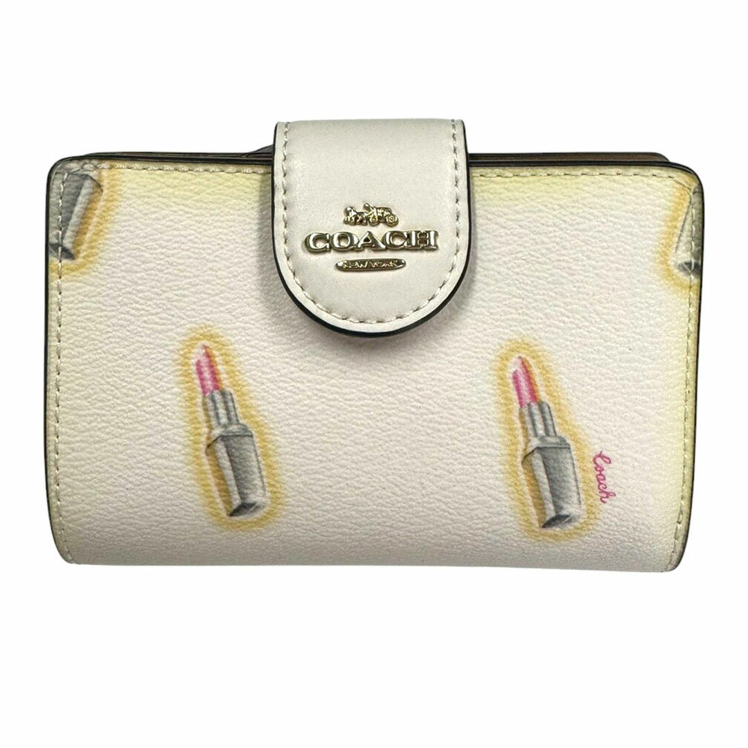 新品 コーチ 財布 C2885-IMCAH ミディアム 二つ折り L字ミディアム コーナー ジップ ウォレット リップスティック チョーク アイボリー アウトレット わけありのサムネイル