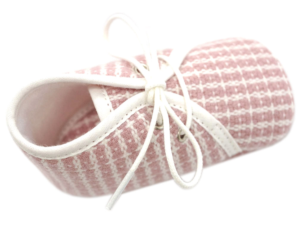 新品 エルメス ベビー H102985M01 HERMES ベビーシューズ ファーストシューズ パフ ルーミー コットン カシミア ローズ ピンク サイズ：18 レースアップ