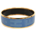 新品 エルメス ブレスレット H111694F01 HERMES ソルド バングル ラージ HERMES SELLIER GRAVE ブルー ゴールド金具 62サイズ