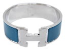 新品 エルメス ブレスレット H300001FP74 HERMES ソルド バングル クリック・クラック アッシュ ブルーアンディアン シルバー金具 PMサイズ