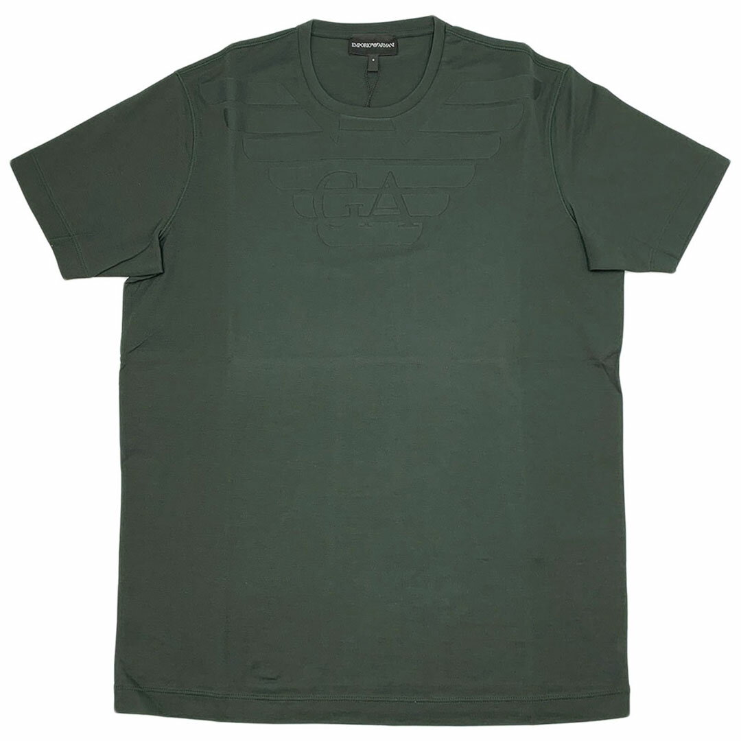 新品 アルマーニ Tシャツ メンズ エンポリオ アルマーニ 丸首 半袖 イーグルマーク ダークグリーン Sサイズ 17703