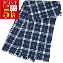 \ 期間限定ポイント6倍 / 新品 ゼニア ショール アウトレット エルメネジルド・ゼニア Ermenegildo Zegna フリンジ チェック ストール コットン 100% デニムブルー ホワイト 青 29113