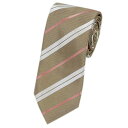 新品 プラダ ブランド ネクタイ UCR77 PRADA メンズ 高級 シルク 100% ストライプ ROSA ダークベージュ アウトレット わけあり