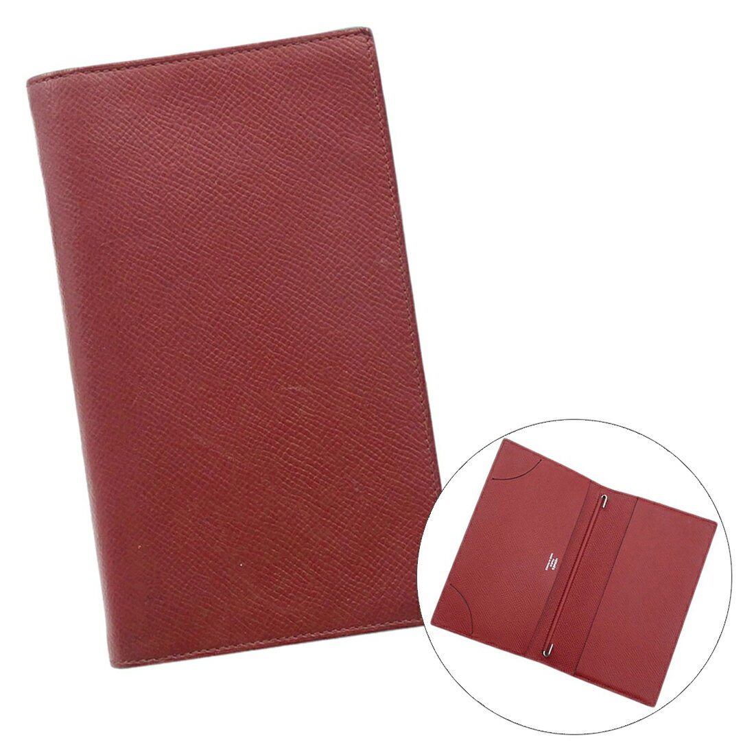 中古 エルメス 手帳カバー HERMES アジェンダヴィジョン ヴォーエプソン C刻印(2018年) 赤 レッド シルバー金具 POJ3119