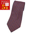 【P5倍以上★最大1500円OFFクーポン】中古 極美品 エルメス ブランド ネクタイ HERMES シルク ワイドタイ プリント ネイビーxレッド メンズ 7...