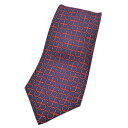 中古 極美品 エルメス ブランド ネクタイ HERMES シルク100% ワイドタイ 馬蹄柄 紺 ネイビーxレッド メンズ 5245SA POJ3025