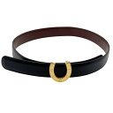 中古 グッチ ベルト GUCCI ホースシュー 馬蹄 ゴールド金具 バックル レザー 本革 ブラック 黒 レディース 女性