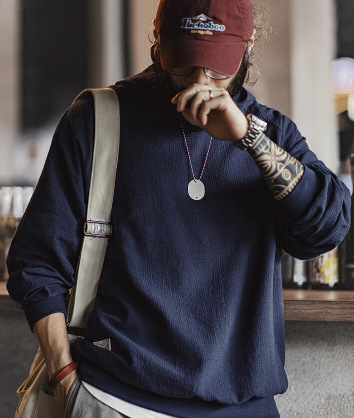 TEXTURE HOODIE 秋冬 ジャガード　フード付き　コットン トレーナー スウェット メンズトップスS～2XL(4.0)