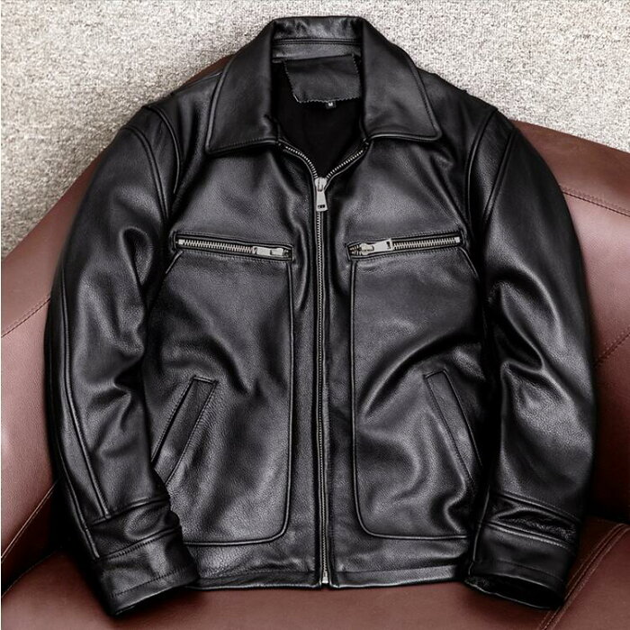 ライダースジャケット レザージャケット 牛革 304050代　vintage　本革 革ジャン メンズファッション S～5XL黒