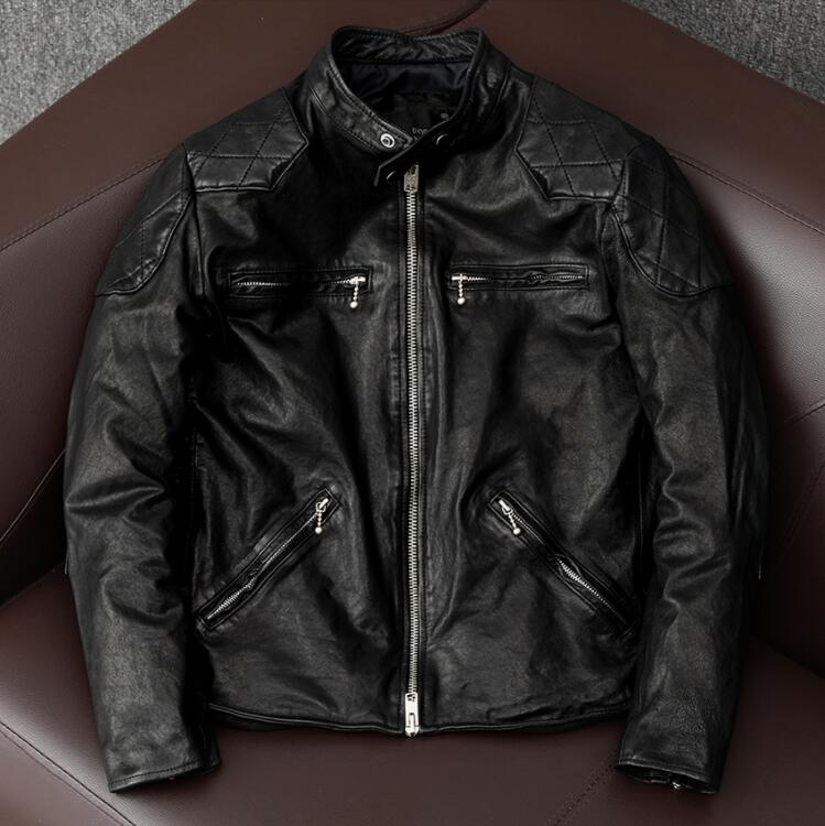 ライダースジャケット レザージャケット 本革 羊革 革ジャンコート vintage バイクジャケット メンズファッショS~5XL黒