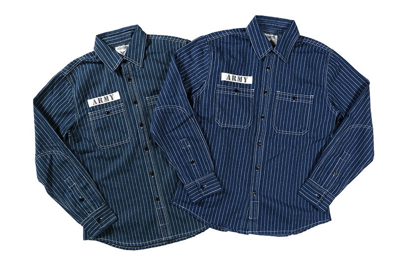 ヴィンテージ ワーク コットンピンストライプデニム長袖シャツ ダンガリーアメカジ レトロwork shirt S～XL