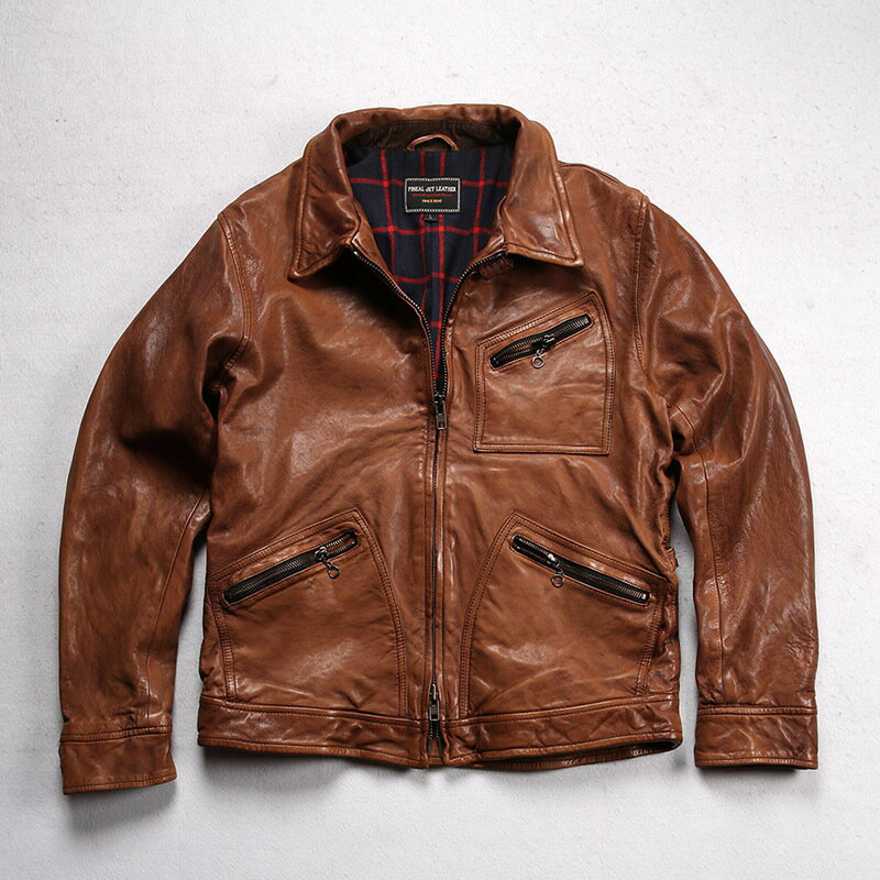 米国製】Deer Wear レザージャケット 茶 34 鹿革 ディアスキン 米国製】Deer Wear レザージャケット 茶 34 鹿革 ディアスキン