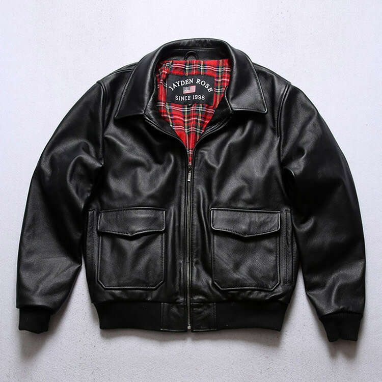 Leather Jacket - 上品 G1　フライトジャケット メンズ ミリタリージャケット 空軍 カジュアル 牛革 　本革 革ジャン S～4XL　黒