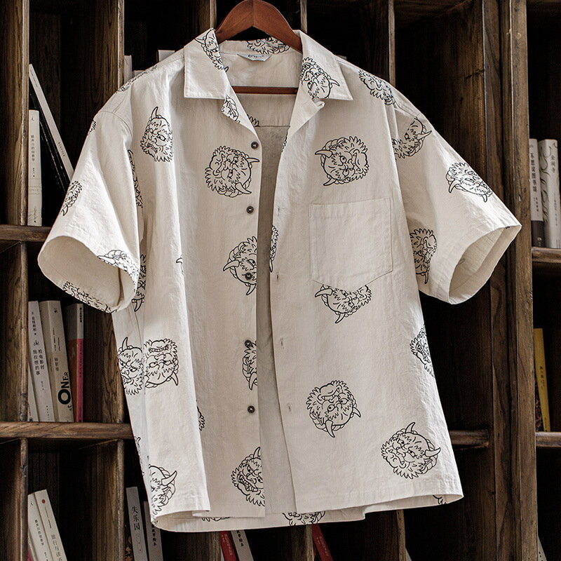 Rakuten - ヴィンテージ復刻　総柄　コットン　WORK SHAIRT ワークシャツ アメカジメンズ 半袖シャツブラウス S～2XL