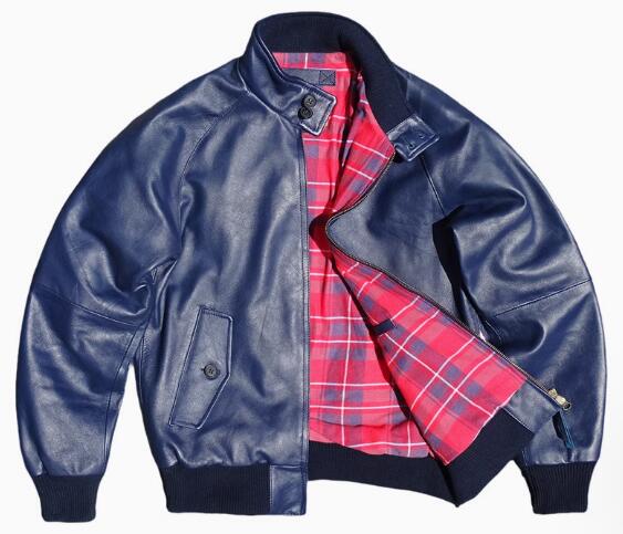 Leather Jacket - 秋冬 新品　G9　レトロ　本革 上品　 羊革　メンズライダースジャケット 革ジャン S～5XL　ブルー