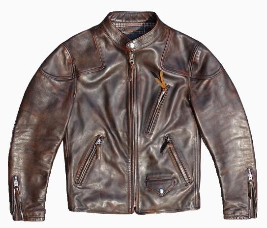 Rakuten - 秋冬 新品　 上品 茶芯馬革　ユーズド加工 レトロ　本革 　ライダースジャケット 革ジャン　S～5XL