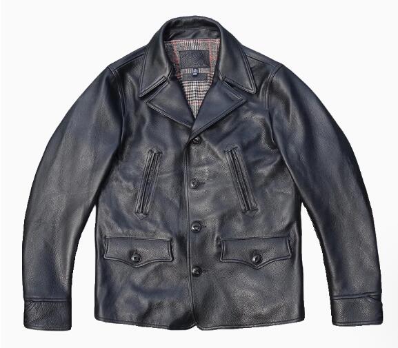 秋冬 新品　1.7mm　牛革　レトロ　本革 ライダースジャケット 革ジャン　革コート S～5XL　黒(4)