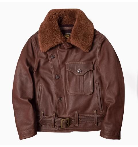 Rakuten - 秋冬 新品　レトロ上品　ファー襟　牛革本革 暖かい メンズライダースジャケット 本革コート S～5XL