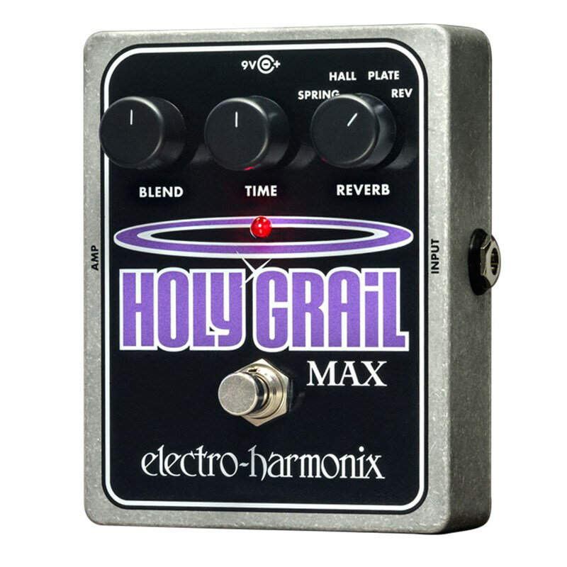 ■商品紹介響きはマックス定番リバーブHoly Grail にプレート＆リバースモードを追加そのリアルなスプリング・リバーブとホール・リバーブのサウンドが、今や定番となっているHoly Grail。そのHoly Grail に、プレート・リバーブとリバース・リバーブ・サウンドが加わったのがこのHoly Grail Maxです。プレート・リバーブとは、60〜70年代のハイエンド・レコーディング・スタジオに常設されていた、巨大な鉄板を使用したリバーブです。とても滑らかで、バランスの良い残響音が特長で、特にボーカルに向いています。最長にすると残響音が30秒以上も続き、壮大な効果となり、残響音が次から次へと重なり合います。これはHoly GrailやHoly Grail Plusにはない、本機ならではの大きなポイントです。リバース・リバーブとは、録音テープの逆回転のような効果です。演奏した音に続いて小さな残響音から徐々に音が大きくなります。スプリング・リバーブはその名の通り、昔のギター・アンプに搭載されていたスプリング・リバーブ・サウンドです。その音は、サーフ・ロックのレジェンド、ディック・デイルでさえも本物と区別が出来なかった程リアルです。ホール・リバーブは、コンサート・ホールや大聖堂の残響音サウンドです。スペック寸法： 91W×50H×118Dmm重量： 350g電源： アダプター付属※電源アダプターは必ず付属のものをご利用下さい。本機に接続可能な最大電源電圧値は10VDCです。検索キーワード：イケベカテゴリ_エフェクター_ギター用エフェクター_空間系_リバーブ_Electro Harmonix_新品 SW_Electro Harmonix_新品 JAN:0683274011431 登録日:2014/03/13 エフェクター コンパクトエフェクター ストンプボックス エレハモ エレクトロハーモニクス エレクトロハーモニックス