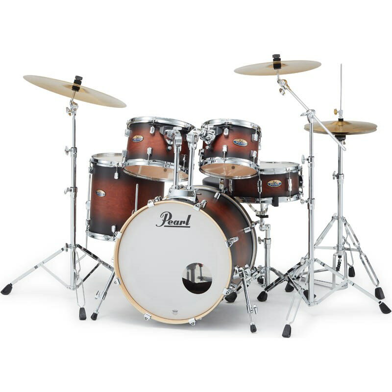 【A Drum Kit 10 Years in The Making.】[Decade Maple]ドラムでは最もポピュラーな素材といわれるメイプル材を100%採用しながら驚異的なプライスを実現した「Decade Maple」は、ジャンルレスかつプレイヤーを選ばないユーティリティモデル。現在の流行でもある薄めの6プライ（5.4mm）シェルを採用することで、たっぷりとした低音が得られ、単品での魅力はもちろん、快適なセッティングのできるスタンド付きパッケージのほか、これ1台ですぐにドラムが始められる「Ready Set Go」コンセプトのドラムセットも用意しています。シンバルセットはオプションで4シリーズから選択が可能です。ドラムセットカラーは2種類の設定。※本商品は「260 Satin Brown Burst」でのご案内となります。・#229 White Satin Pearl（2枚目）・#260 Satin Brown Burst（メイン画像、3枚目：本商品ページでご案内のカラーとなります。）●Opti-Loc Tom Mount Systemフラッグシップモデルに採用している「Optimount」を継承したシステム。タムタムが揺れ過ぎずに適度なサスティーンが得られる為、演奏中のストレスを感じることなく気持ちよくプレイできます。●SABIAN B8X 〜Bright〜シートブロンズシンバルに、レイジングと独特のマシンハンマリングを施したシリーズ。ハイピッチで明るくクリアーなサウンドが特徴。＜ドラムセット内容＞バスドラム：20×16タムタム：10×7タムタム：12×8フロアタム：14×14スネアドラム：14×5.5ハイハットスタンド：H-830スネアスタンド：S-830ドラムペダル：P-930ブームシンバルスタンド：BC-830ストレートシンバルスタンド：C-830ドラムスローン：D-790タムホルダー：TH-900I/C ×2＜シンバルセット内容＞ハイハット：B8X Hats 14クラッシュ：B8X Thin Crash 16ライド：B8X Ride 20＜スペック＞シェル：等厚6プライ（5.4mm）メイプル・シェルラグ：ディケイド・ラグ（NDL）タムマウントシステム：オプティロック・タムマウントシステム（OPL）タム＆フロアタムフープ：1.6mmスチールフープ（RH）タム＆フロアタムヘッド：レモ・UTクリアー（A）ヘッド（打面）、レモ・UCクリアー（D）ヘッド（裏面）バスドラムフープ：メイプル・ウッドフープバスドラムヘッド：レモ・UTパワーストローク3クリアー・ヘッド（打面）、レモ・UCパワーストローク3コーテッド・ヘッド（フロント）※ホールカット済バスドラムマフラー：BDM-M※こちらはメーカーからのお取り寄せ商品となります。在庫状況によってお届けまでにお時間を頂戴する場合がございますので予めご了承くださいませ。イケベカテゴリ_ドラム_ドラムセット_Pearl_新品 登録日:2022/04/18 ドラムセット ドラムキット パール