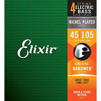 ELIXIR Nickel Plated Steel Bass Strings with ultra-thin NANOWEB Coating (Medium/Long 045-105) #14077