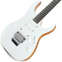 Prestige RG w/ EMG PickupsEMGピックアップ SSH配列の王道スペック、日本製 Prestige RG !!■弾き易さと薄さとを追求した極薄ネック・シェイプ Super Wizard HPよりナチュラルなサウンドと高い強度を備えた、メイプル材とウェンジ材（共に厚材）を5pcに組み合わせたネックです。極限まで軽い握り心地を好むプレイヤーに最適な、Ibanez＝薄ネックのパイオニアたる所以とも言うべきネック・シェイプです。■マカッサルエボニー材・指板縦に入った縞杢が特徴的で、硬質で音の立ち上がりに優れた材です。指板外周にホワイト・バインディングを巻いています。■ジャンボサイズ・ステンレス・スチール・フレットメンテナンス製に優れ、音の立ち上がりが早く、コード弾きでの分離の良さと単音弾きでのクリアな出音が共に特長です。■高性能蓄光素材の、Luminlay指板サイド・ポジション・マーク■アフリカン・マホガニー材・ボディふくよかなミッド・ロー域サウンドが特長です。ボディー・トップとサイド＆バック(ナチュラル・カラー)の色を塗り分け、ハイエンド・モデルに多く採用されるような高級感あるルックスに仕上げました。さらに、ボディ外周にホワイト・バインディングを巻き、ボディ輪郭を際立たせます。■EMG SA / 81 pickupsフロントとミドルには、低ノイズでありながらクラシックなテイストと豊かなダイナミクスが特長のアルニコ・マグネット製「EMG SA」を搭載。ブリッジには、音の密度が高く余分なハイ音をカット、そしてクリアで粒がそろったアタック感と豊かなサステインが特長のセラミック・マグネット製「EMG 81」を搭載。■Lo-Pro Edge tremolo ブリッジロー・プロファイル設計を極めた、Ibanezオリジナル・トレモロです。ユニットを極力低く又ファイン・チューナーを後方に配置し設計することで、演奏時に手が当たりチューニングが狂う可能性を抑えています。■チューニング・スタビリティに定評がある、Gotohマシンヘッド※画像はサンプルです。製品の特性上、杢目、色合は個体ごとに異なります。Neck Type: Super Wizard HP 5pc Maple/Wenge neckBody: African Mahogany bodyFretboard: Bound Macassar Ebony fretboard w/Off-set Mother of Pearl dot & Luminlay side dotsFret: Jumbo Stainless Steel frets w/Prestige fret edge treatmentBridge: Lo-Pro Edge tremolo bridgeNeck Pickup: EMG SA(S) neck pickupMiddle Pickup: EMG SA(S) middle pickupBridge Pickup: EMG 81(H) bridge pickupControls: 1 Volume， 1 Tone， 5-way lever switchMachine Head: Gotoh machine headsHardware Color: ChromeString gauge: .009/.011/.016/.024/.032/.042Neck DimensionsScale: 648mm/25.5Width at Nut: 43mmWidth at Last Fret: 58mmThickness at 1st: 17mmThickness at 12th: 19mmRadius: 430mmRハードケース付属◆Color:・PW (Pearl White)イケベカテゴリ_ギター_エレキギター_Ibanez_新品 JAN:4549763335098 登録日:2023/11/23 エレキギター アイバニーズ イバニーズ