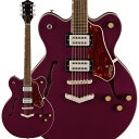 リフレッシュされたStreamliner Collectionは、Gretschギターの輝かしい過去の要素を再訪し、エキサイティングな新機能と組み合わせることで、優れたパフォーマンス、サウンド、スタイルを驚くべき価値で提供します。G2622 Streamliner Center Block Double-Cut with V-Stoptailは、パワフルなサウンドとGretschならではのスタイリングをよりコンパクトなサイズに収め、現代に甦らせました。G2622は、グレッチに期待されるすべての要素を保ちつつ、楽器にワンランク上のパフォーマンス、スタイル、そしてより大きな音量感を求めるギタリストのために設計されています。・新開発のBroad'Tron BT-3Sハムバッカーを搭載・ダブルカッタウェイの16インチアーチドメイプルボディ、チャンバードセンターブロックを採用・Soft Cシェイプのナトーネック・12インチラジアスローレル指板、パーロイドNeo Classicサムネイルインレイ、22本のミディアムジャンボフレットを採用・ボーンナット・マスターボリューム、マスタートーン、各ピックアップのボリュームコントロールにより、柔軟なトーン設計が可能・マスターボリュームにPush/Pullコイルスプリット機能を内蔵・ラジオコントロールノブ・アンカー付きAdjusto-Maticブリッジ・Gretsch V-Stopテイルピース・3-plyべっ甲柄ピックガード・ニッケルハードウェア※画像はサンプルの為、木目、色味は一本毎に異なります。NeckFingerboard Material：LaurelFingerboard Radius：12 (305 mm)Neck Construction：Set-NeckNeck Finish：GlossNeck Material：NatoNumber of Frets：22Nut Material：BoneNut Width：1.6875 (42.86 mm)Position Inlays：Pearloid Neo-Classic ThumbnailBodyBody Finish：GlossBody Material：Arched Laminated MapleBody Shape：Center BlockHardwareBridge：Adjusto-MaticControl Knobs：Gretsch Radio KnobHardware Finish：NickelPickup Covers：NickelStrap Buttons：Standard Strap ButtonStrings：Nickel Plated Steel (.010-.046 Gauges)Switch Tip：BlackTuning Machines：Die-Cast SealedElectronicsBridge Pickup：Broad'Tron BT-3SControls：Volume 1. (Neck Pickup)， Volume 2. (Bridge Pickup)， Master Tone， Master Volume with Push/Pull for Coil SplitNeck Pickup：Broad'Tron BT-3SPickup Switching：3-Position Toggle: Position 1. Bridge Pickup， Position 2. Bridge And Neck Pickups， Position 3. Neck Pickupギグケース付きイケベカテゴリ_ギター_エレキギター_GRETSCH_Streamliner_新品 JAN:0717669924294 登録日:2023/08/13 エレキギター グレッチ ストリームライナー