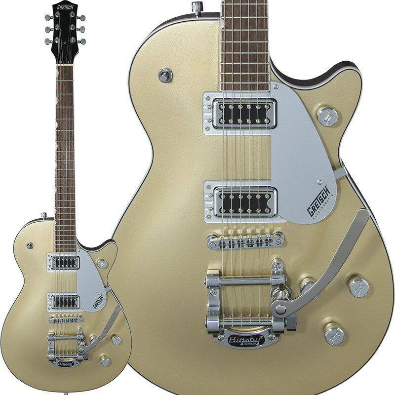 新品チョイキズ特価品！！G5230Tに限定カラー登場！Gretsch Electromatic CollectionグレッチのJetに宿るピュアなJetパワーは、65年の歴史の中で、それを使用する特徴的なプレイヤーたちを象徴するサウンドとなりました。Bigsbyを備えた、全く新しいG5230T Electromatic Jet FT Single-Cut with Bigsbyは、本質的なJetパワーを忠実に再現し、驚くべき価格帯を実現しています。チェンバード・マホガニーボディ-ラウドでクリアかつクラシックなJetのトーンは、メイプルトップのチェンバード・マホガニーボディから始まり、豊かな低音域と中音域、非常に滑らかで存在感のある高音域を生み出します。その結果、堅牢でありながらもバランスの取れた、深い音の基盤を実現しています。 Black Top FilterTronPU真髄となる力と明晰さを兼ね備えた、Black Top FilterTron PUは、Electromatic Jet FTのチェンバード・ボディを増幅させ強調することで、ワイドでバランスの取れた、クリアなトーンを生み出します。ラウドでパンチの効いたこのJetは、どのレベルのゲインでも、驚くほどの明瞭なサウンドを出力します。そして、ボディとPUが一体となり、豊でレスポンスの良い低音域と中音域を稲妻のような速度で生み出し、またトゲのない輝く高音域を実現しています。Electromatic Jet FTの総合的なトーンコントロール機能には、より完全な調整を可能にする重要な機能が搭載されています。2PU個別のボリュームコントロールにマスタートーン、マスターボリュームとトレブルブリード回路の組み合わせることで、PUとトーンの設定を直感的かつ、広範囲に調整できます。※画像はサンプルです。製品の特性上、杢目、色合いは1本1本異なります。SPECFingerboard Material: Black WalnutFingerboard Radius: 12 (305 mm)Neck Construction: Set-NeckNeck Finish: Gloss UrethaneNeck Material: MahoganyNeck Shape: Thin UNumber of Frets: 22Nut Material: Synthetic BoneNut Width: 1.6875 (42.86 mm)Position Inlays: Pearloid Neo-Classic ThumbnailString Nut: Synthetic BoneBody: Chambered MahoganyBody Binding: White with B/W PurflingBody Finish: GlossBody Material: Chambered MahoganyBody Shape: JetBody Style: Gretsch Chambered Body GuitarsBody Top: Arched Laminated MapleBracing: ChamberedWaist: 8.5 (216 mm)Bridge: Anchored Adjusto-MaticBridge Cover/Tailpiece: Bigsby B50Bridge Mounting: AnchoredControl Knobs: G-ArrowHardware Finish: ChromePickguard: Silver Plexi w/ Black Gretsch & Electromatic LogosStrap Buttons: Gretsch Knurled Strap Retainer KnobsStrings: Nickel Plated Steel (.010-.046 Gauges)Tuning Machines: Die-CastBridge Pickup: Black Top FilterTronControls: Volume 1. (Neck Pickup)、Volume 2. (Bridge Pickup)、Master Volume、Master ToneNeck Pickup: Black Top FilterTronPickup Configuration: FilterTron / FilterTronSwitching: 3-Position TogglePosition 1. Bridge PickupPosition 2. Bridge And Neck PickupsPosition 3. Neck Pickupギグバッグ付属イケベカテゴリ_ギター_エレキギター_GRETSCH_Electromatic_アウトレット JAN:0885978930463 登録日:2024/02/16 エレキギター グレッチ エレクトロマチック エレクトロマティック エレマチ