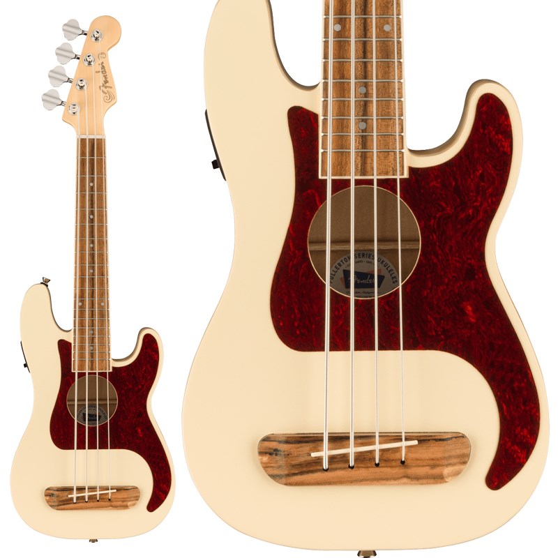 あす楽 Fender Acoustics Fullerton Precision Bass Uke (Olympic White/Walnut Fingerboard)